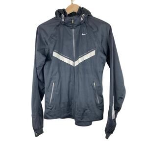 Nike Storm Fit Vapor Women's S Black Full Zip Hooded Reflective Running Jacket *